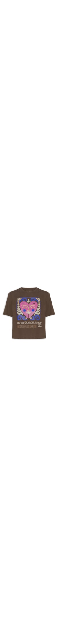 Camiseta Feminina Box Enamorados Bordada - Marrom