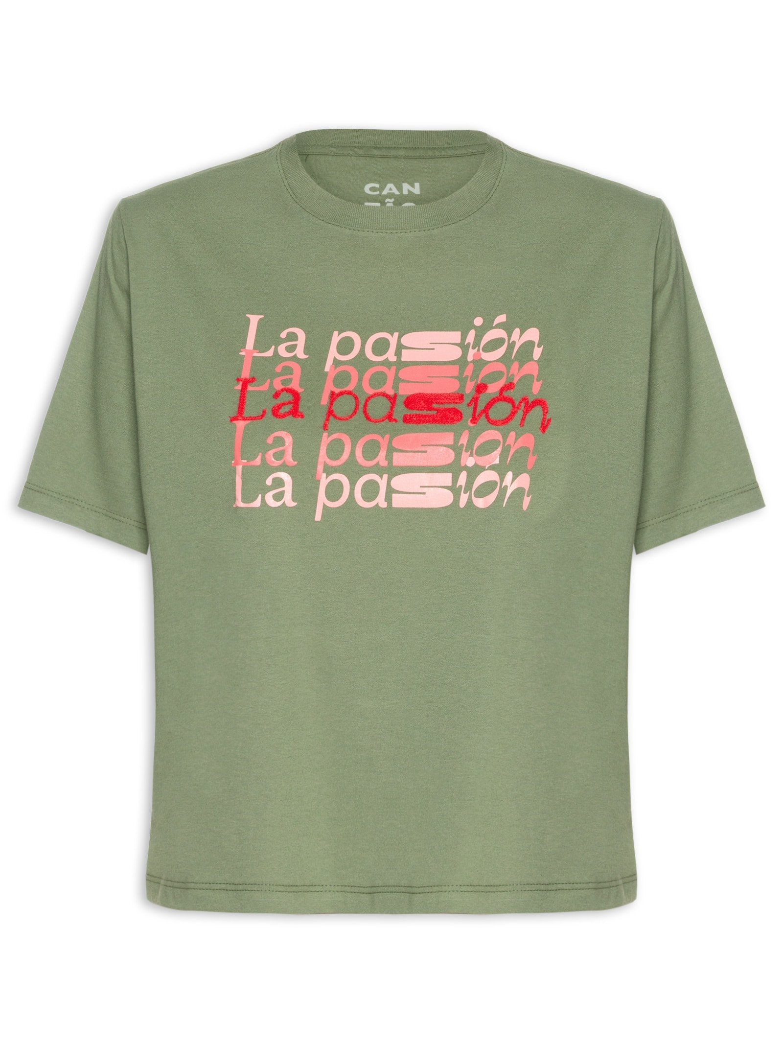 Camiseta Feminina Box La Passion Bordada Verde Cantão