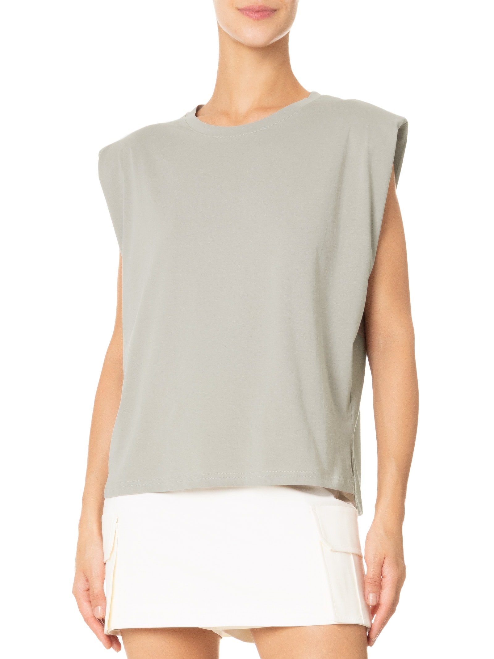Camiseta Feminina Boxy Tank Cinza Market 33