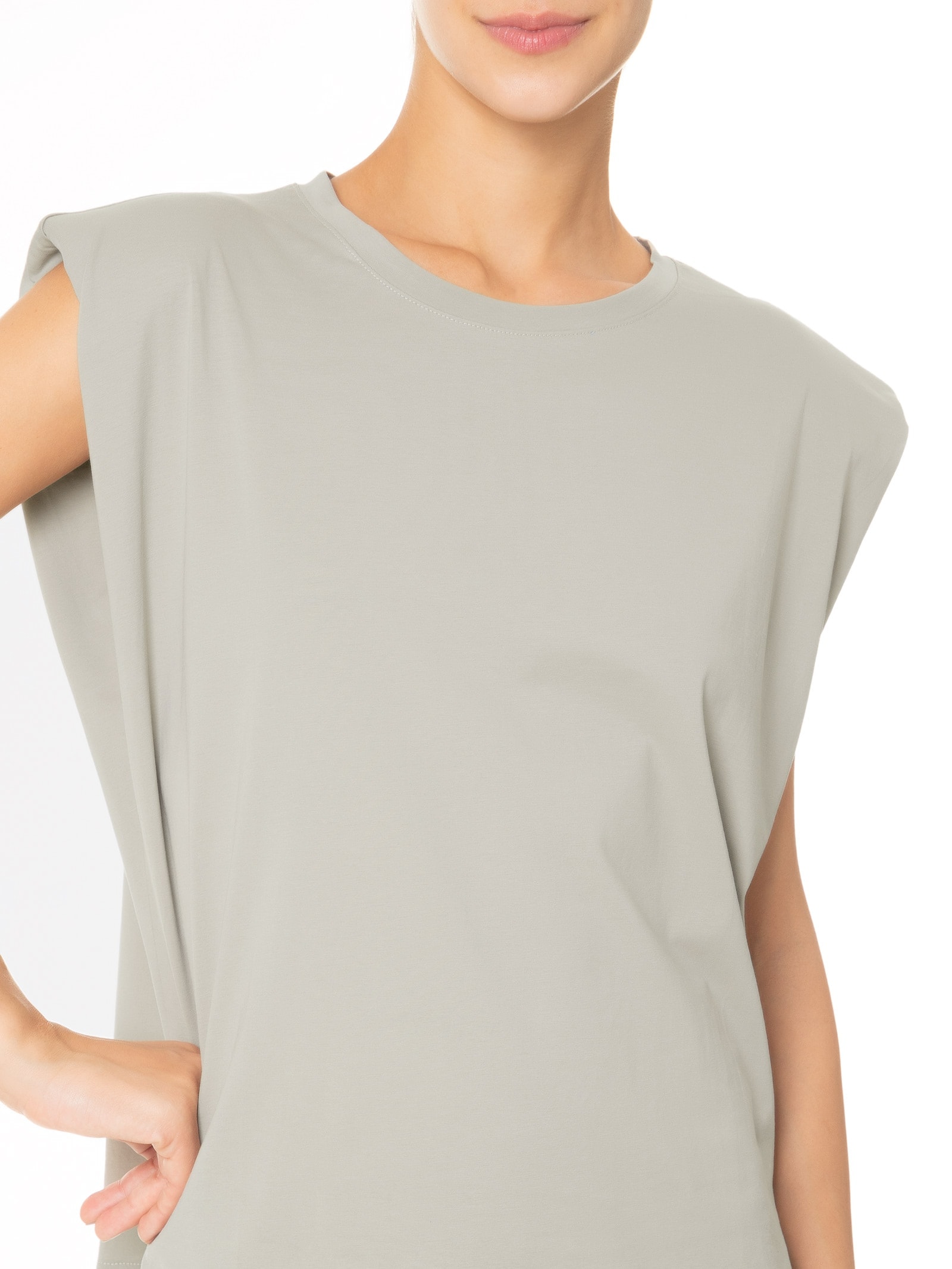 Camiseta Feminina Boxy Tank Cinza Market 33