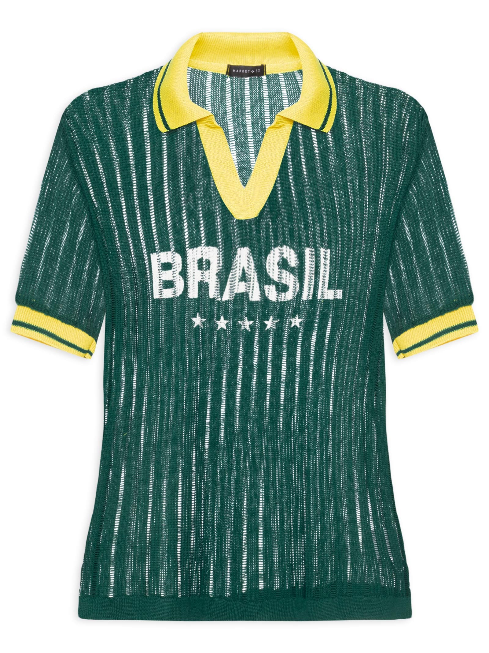 Camiseta Feminina Brasil Em Tricot Verde Market 33