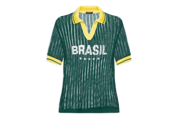 Camiseta Feminina Brasil Em Tricot - Verde
