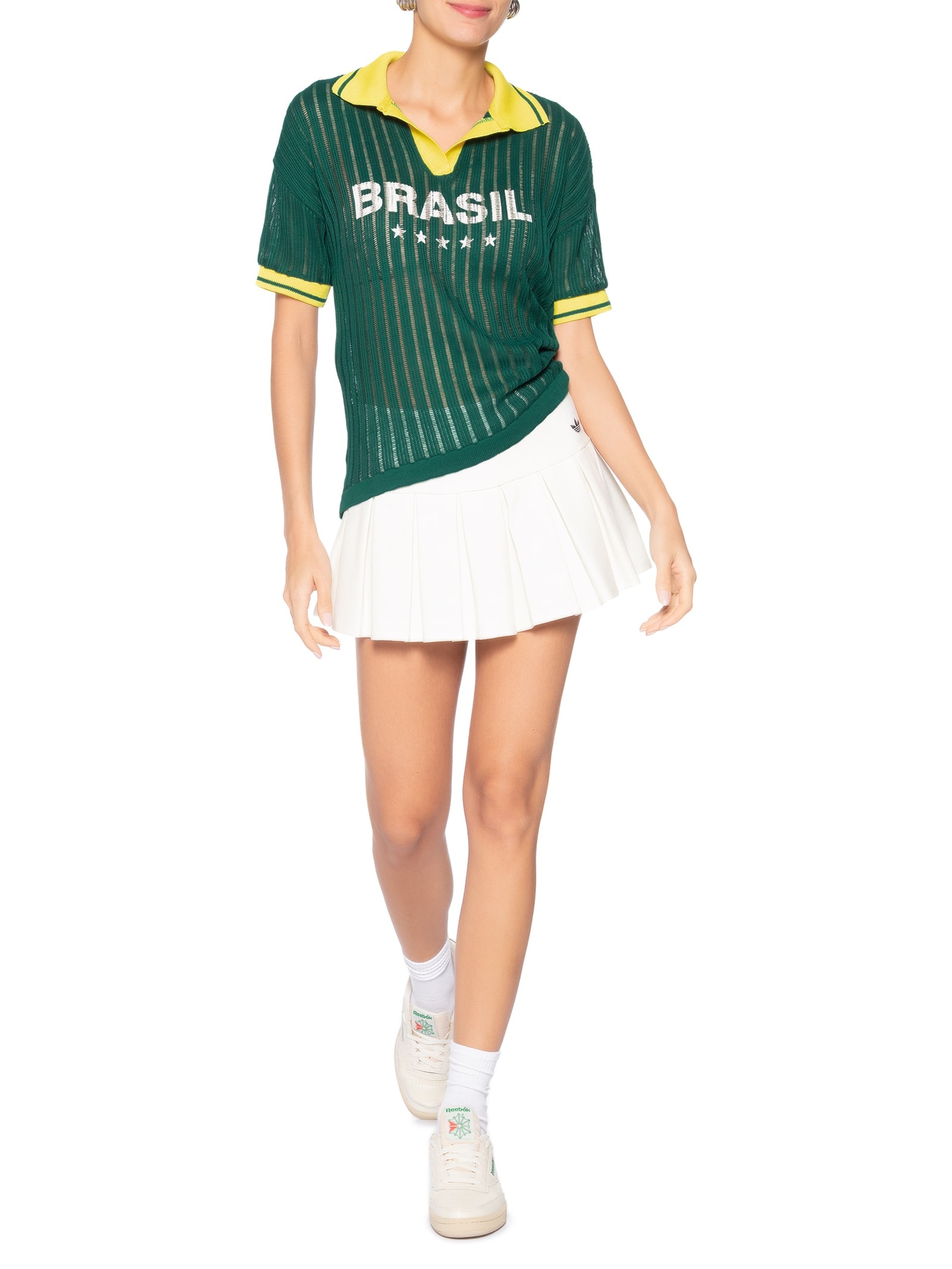 Camiseta Feminina Brasil Em Tricot Verde Market 33