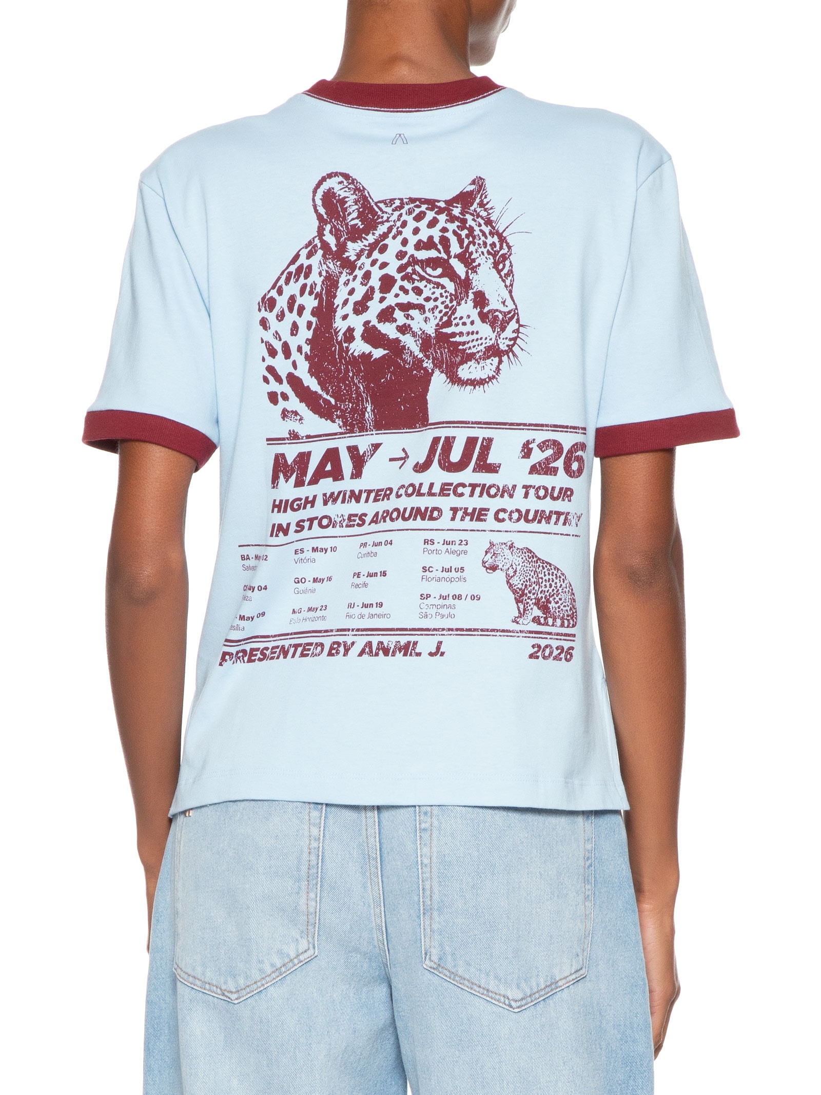 Camiseta Feminina Brazil Trour Azul Animale Jeans