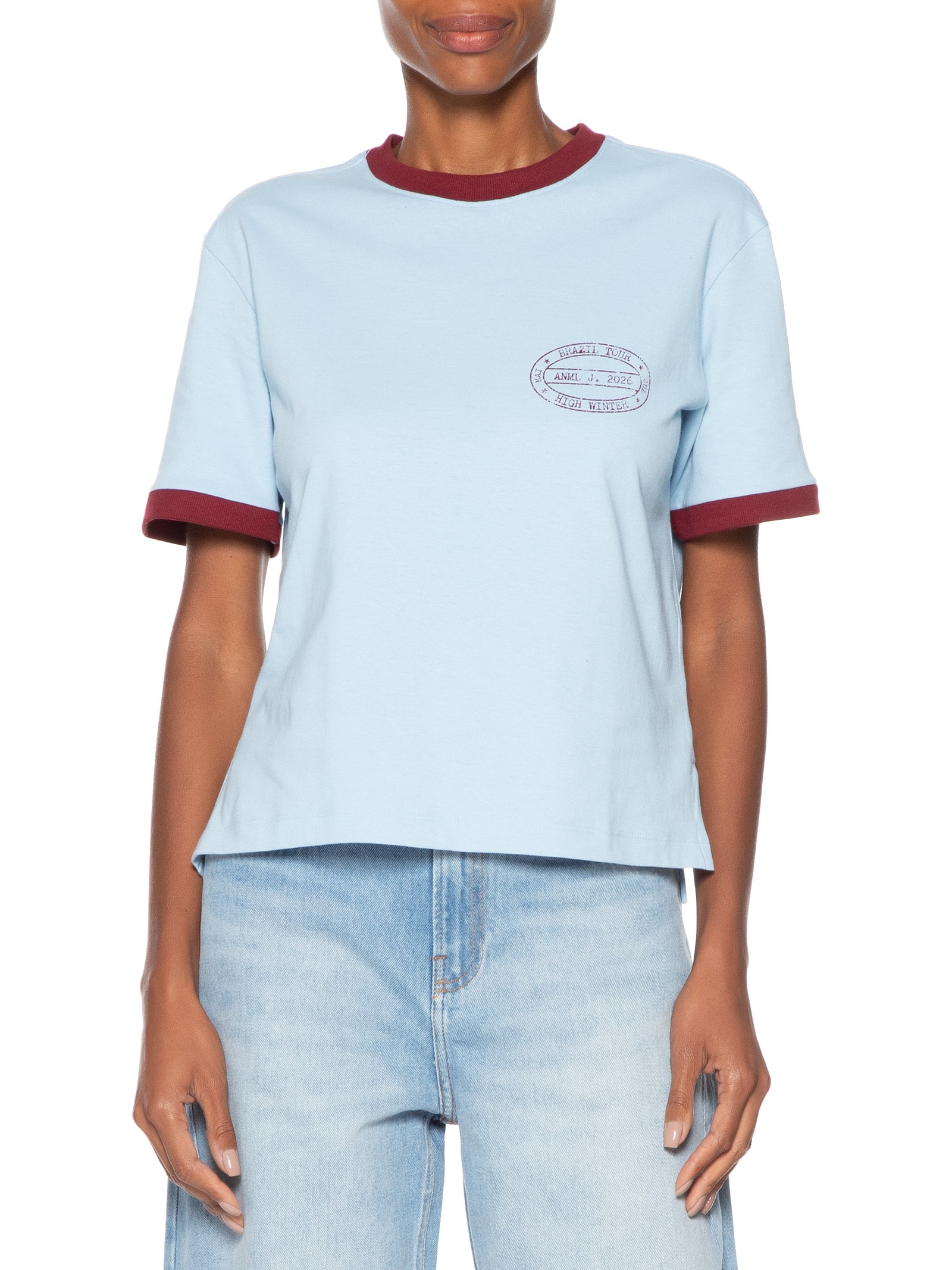 Camiseta Feminina Brazil Trour Azul Animale Jeans