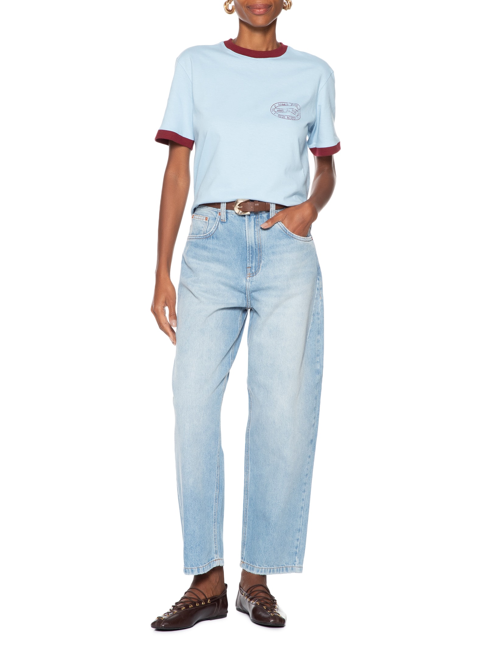 Camiseta Feminina Brazil Trour Azul Animale Jeans