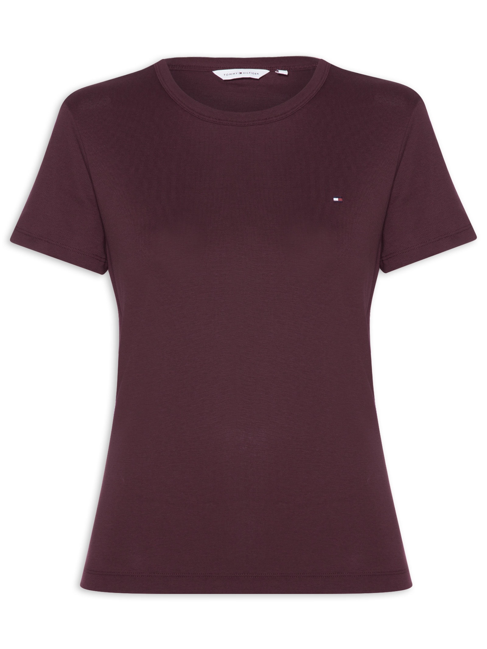Camiseta Feminina C NK Rib 1x1 Pima Cotton Vermelho Tommy Hilfiger