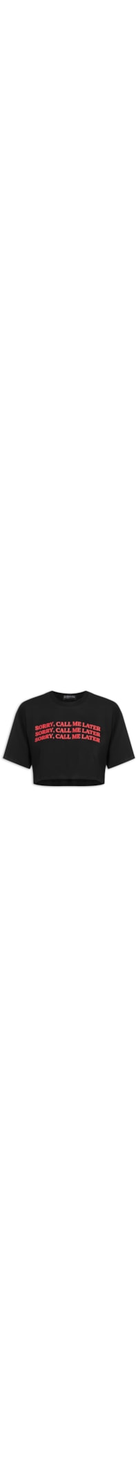 Camiseta Feminina Call Me Later Cropped - Preto