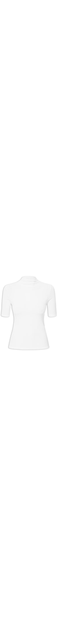 Camiseta Feminina Canelada Gola Alta - Branco