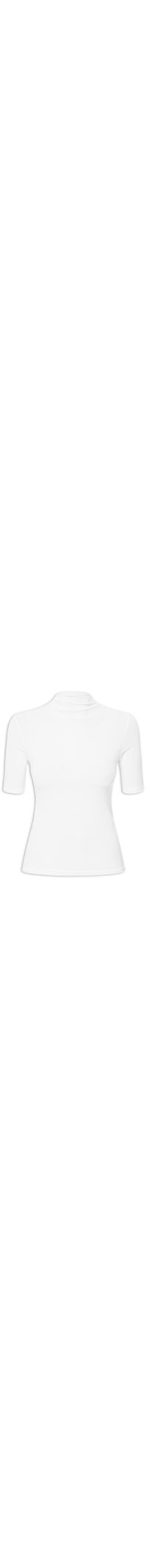 Camiseta Feminina Canelada Gola Alta - Branco