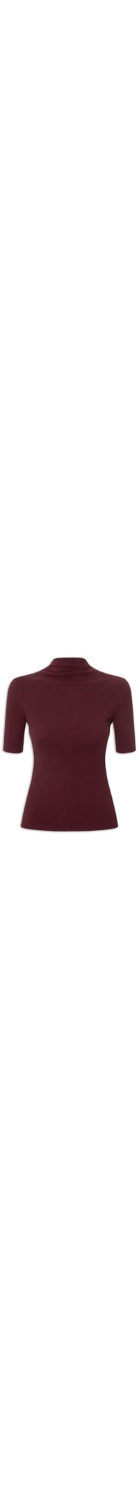 Camiseta Feminina Canelada Gola Alta - Vermelho