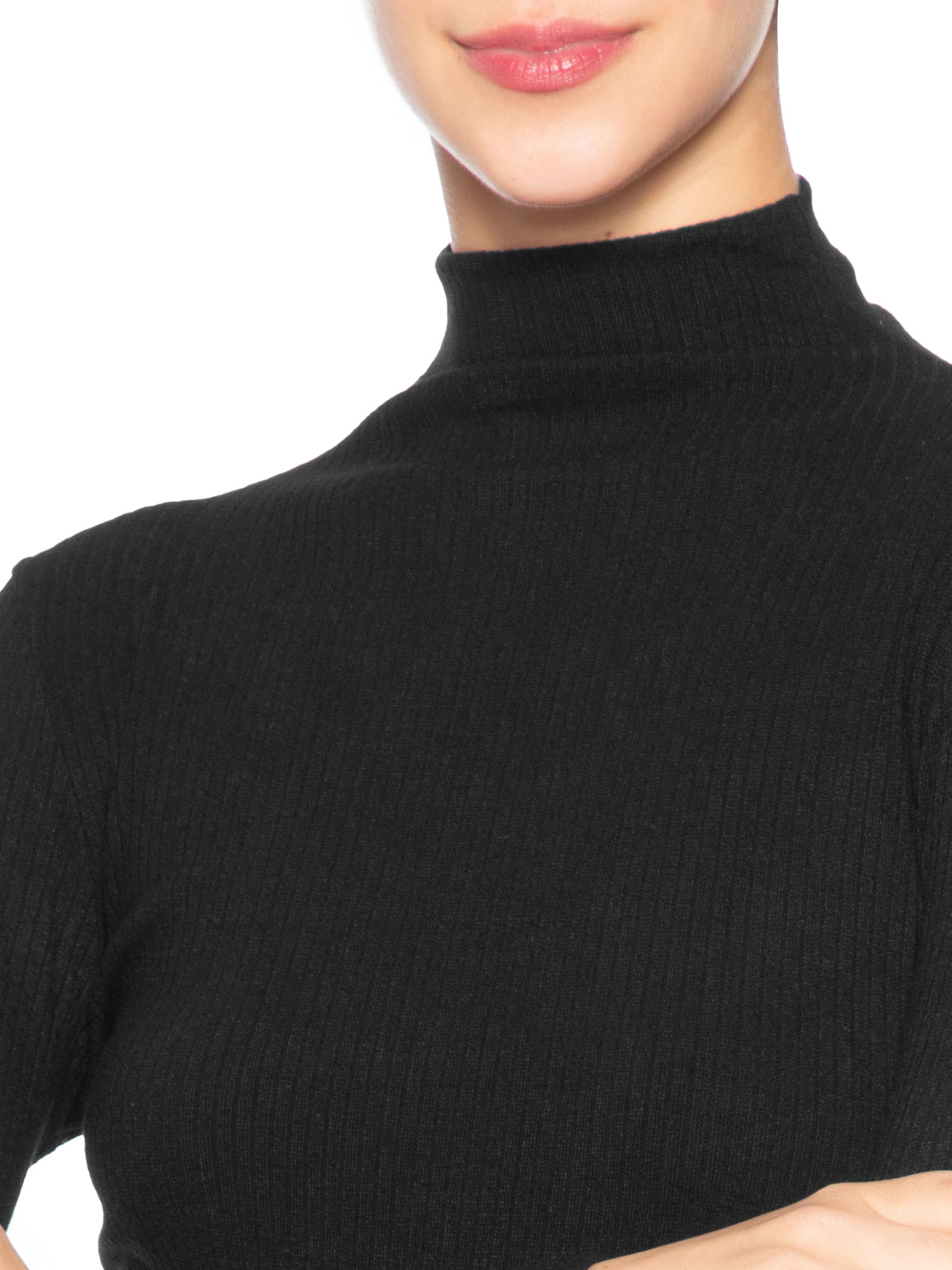 Camiseta Feminina Canelada Manga Longa Preto Basiq