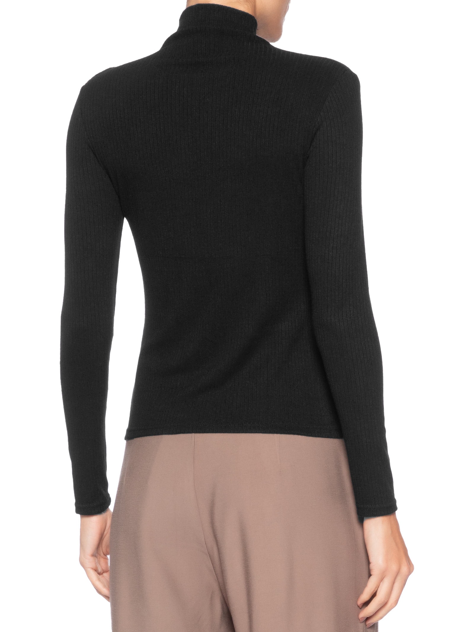 Camiseta Feminina Canelada Manga Longa Preto Basiq