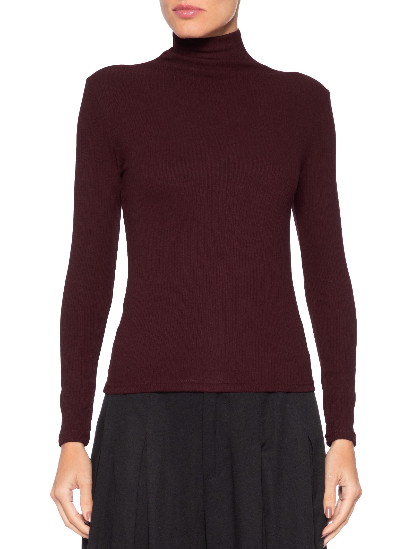 Camiseta Feminina Canelada Manga Longa Vermelho Basiq