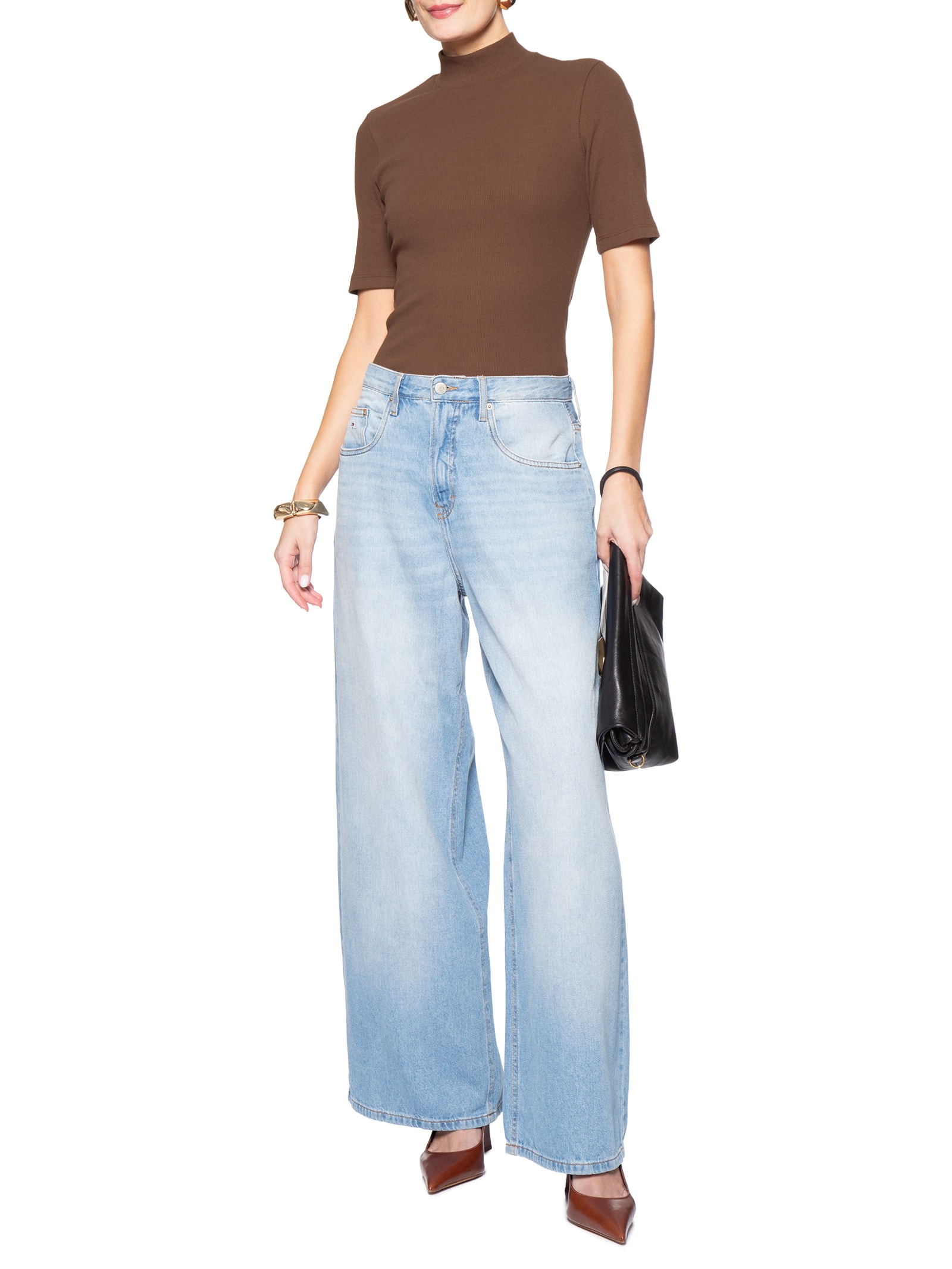 Camiseta Feminina Canelada Marrom Forum