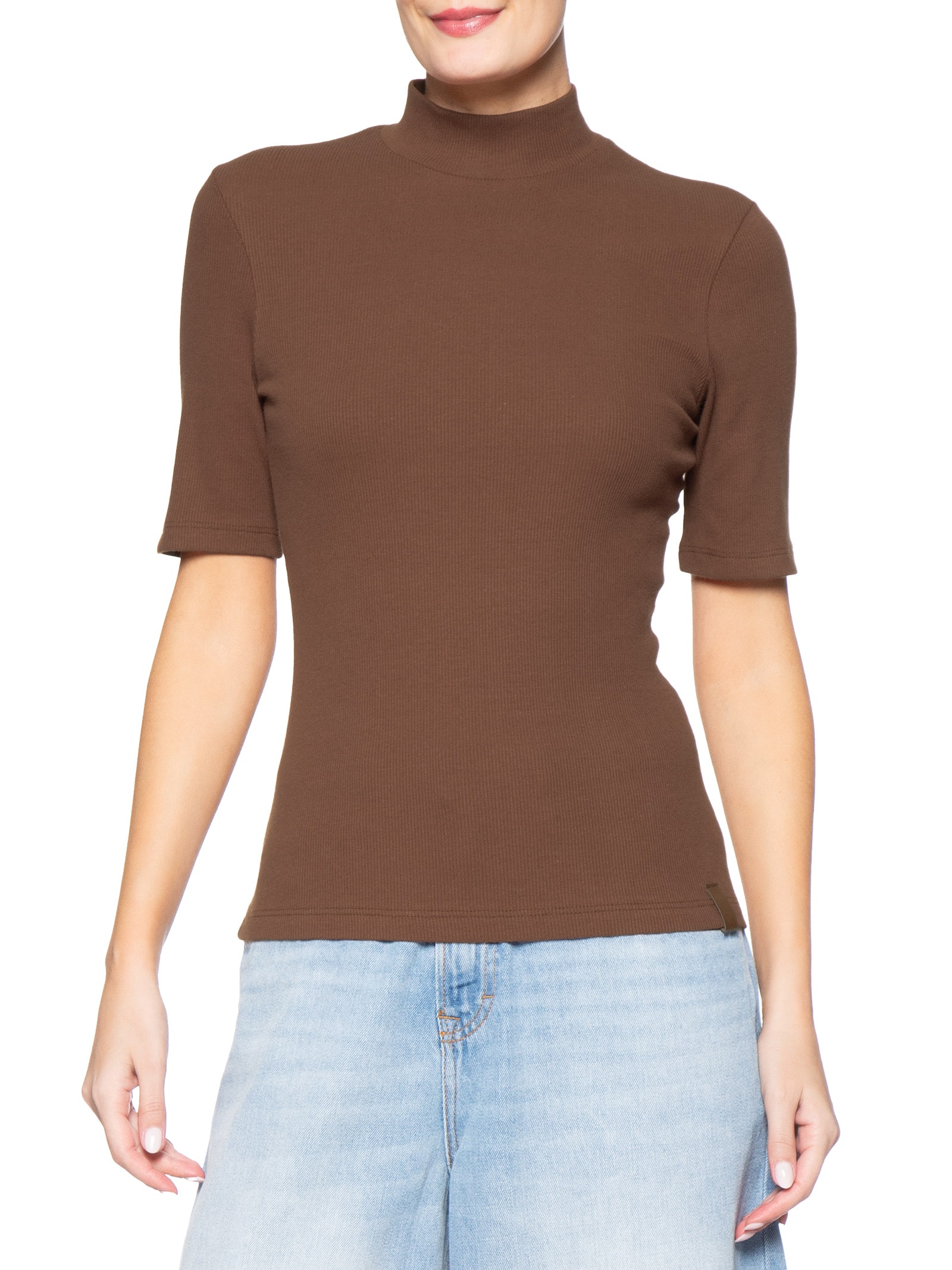 Camiseta Feminina Canelada Marrom Forum