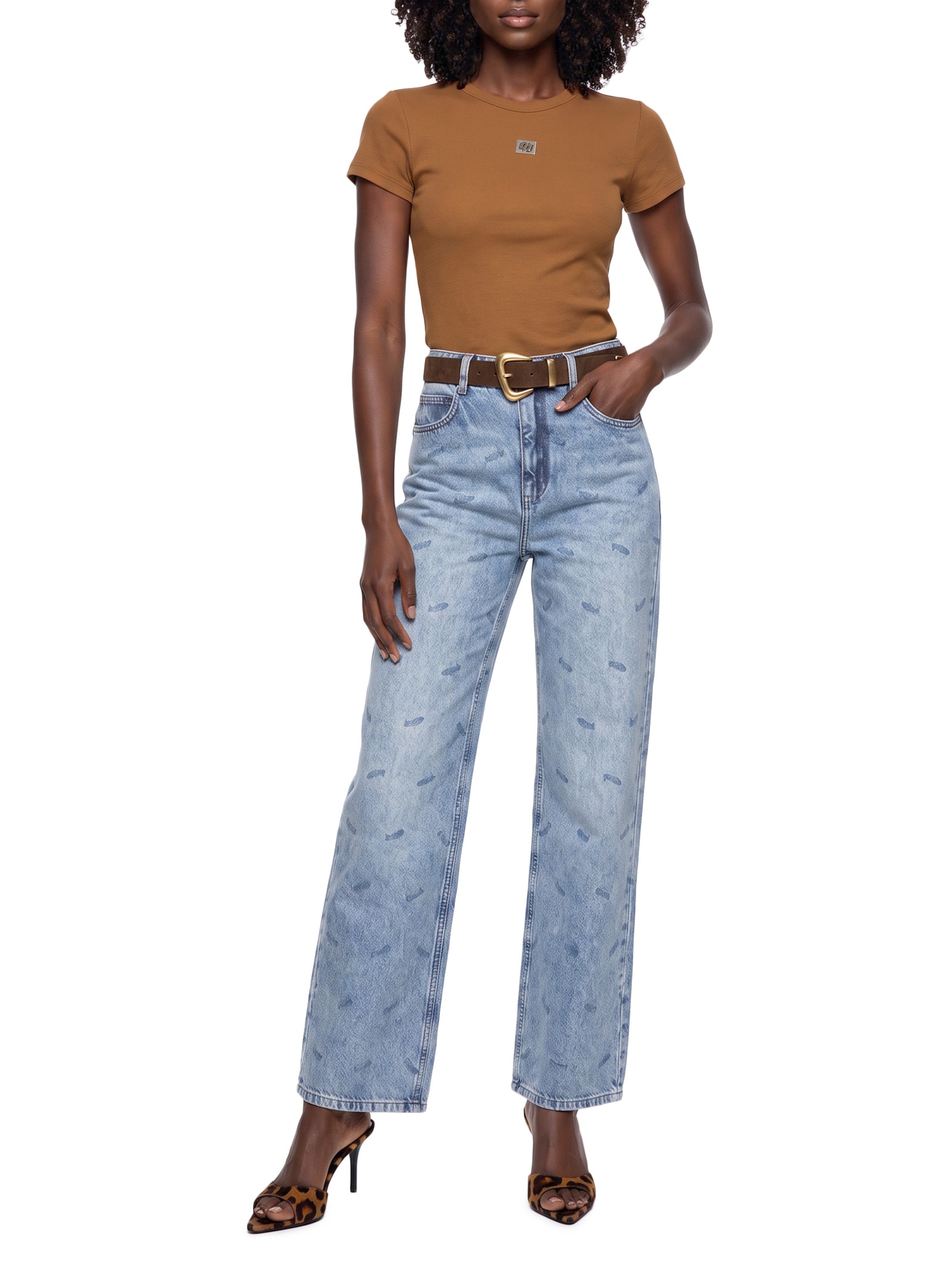 Camiseta Feminina Canelada Marrom Colcci