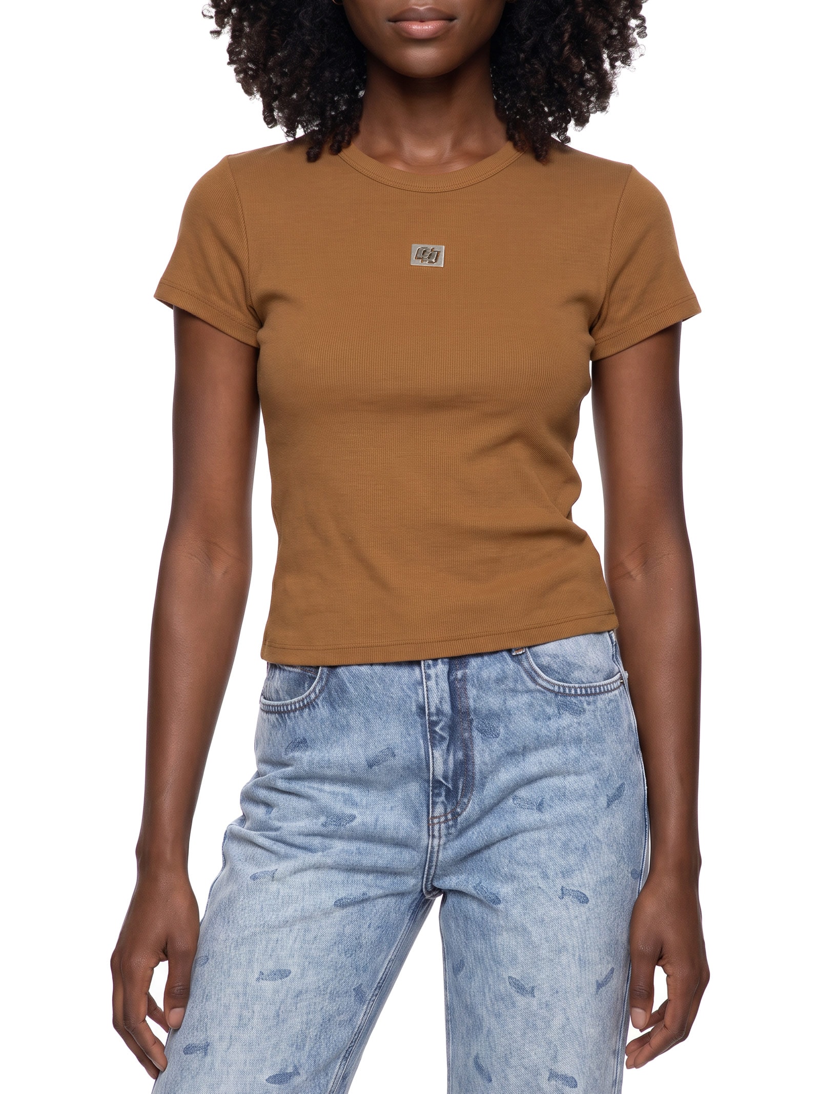Camiseta Feminina Canelada Marrom Colcci