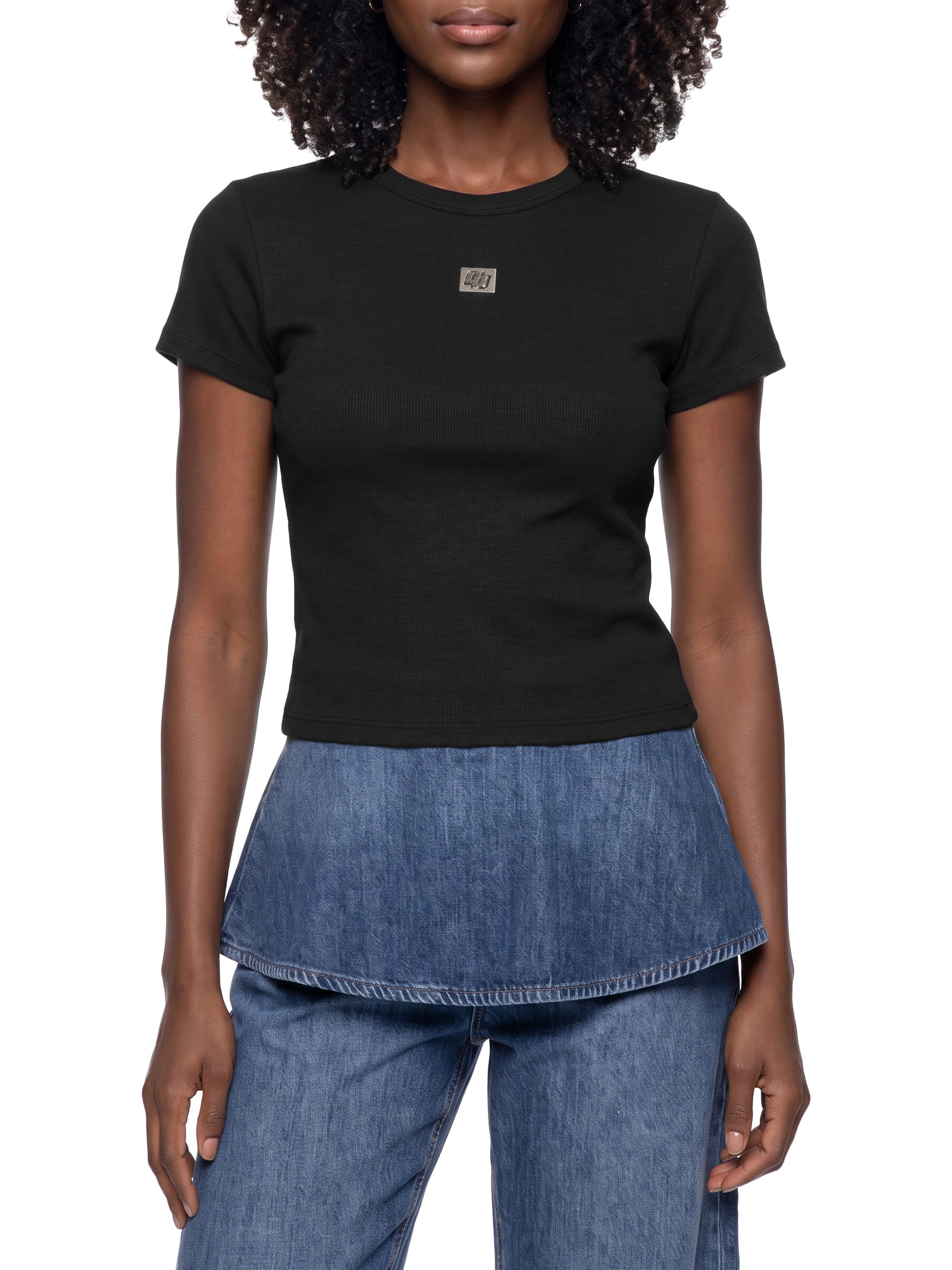 Camiseta Feminina Canelada Preto Colcci