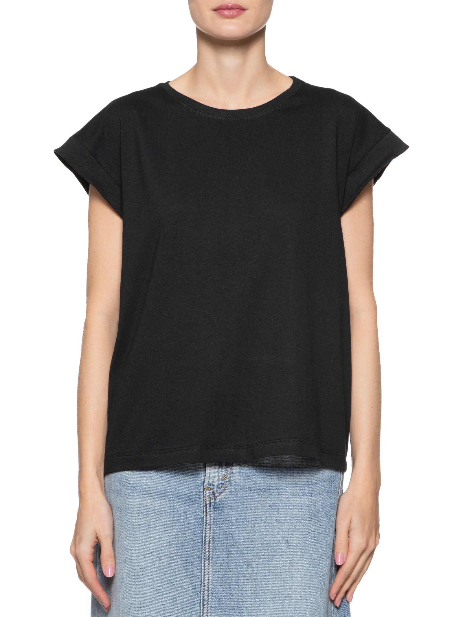 Camiseta Feminina Cava Alongada Básica Preto Basiq