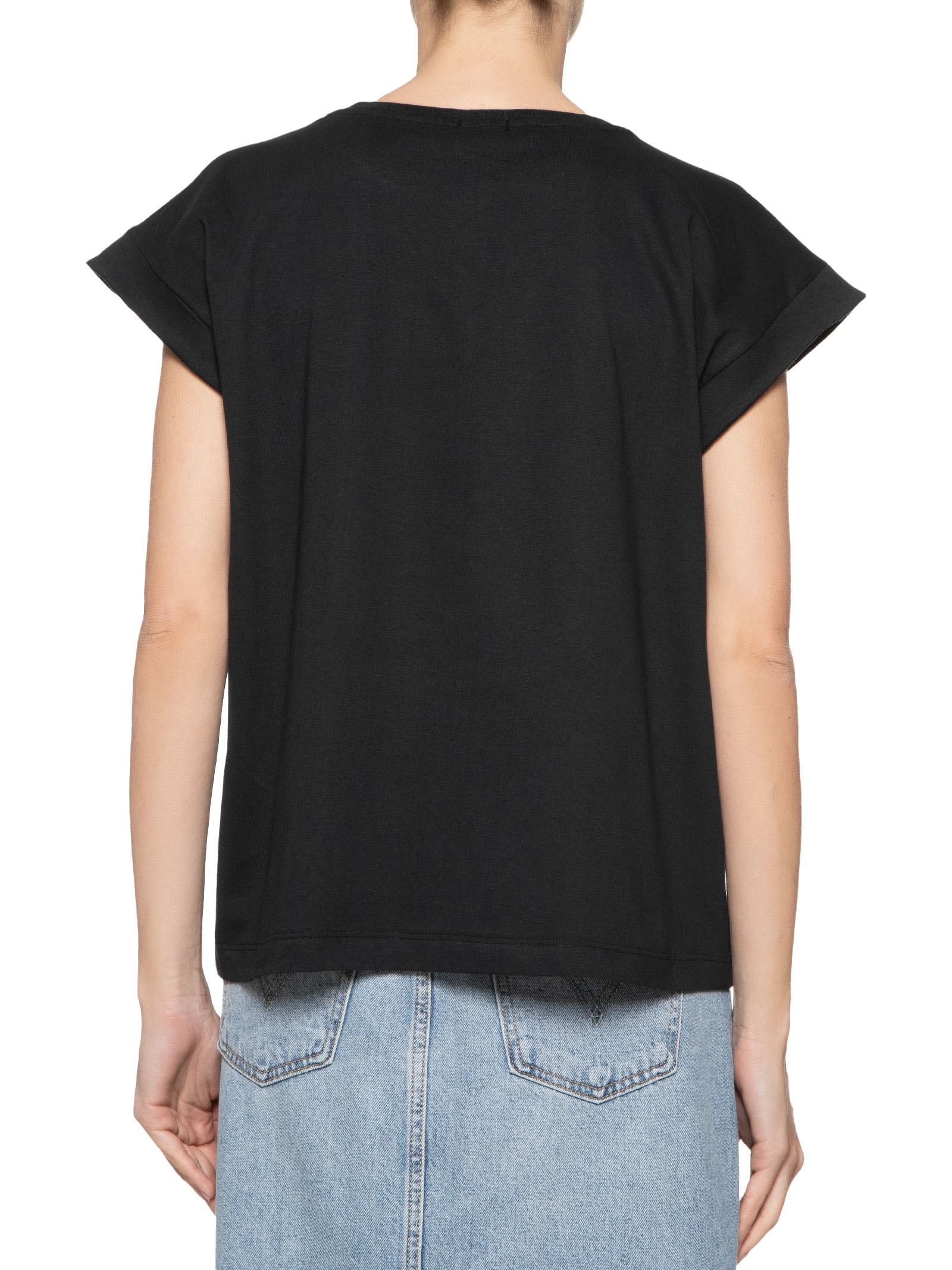 Camiseta Feminina Cava Alongada Básica Preto Basiq