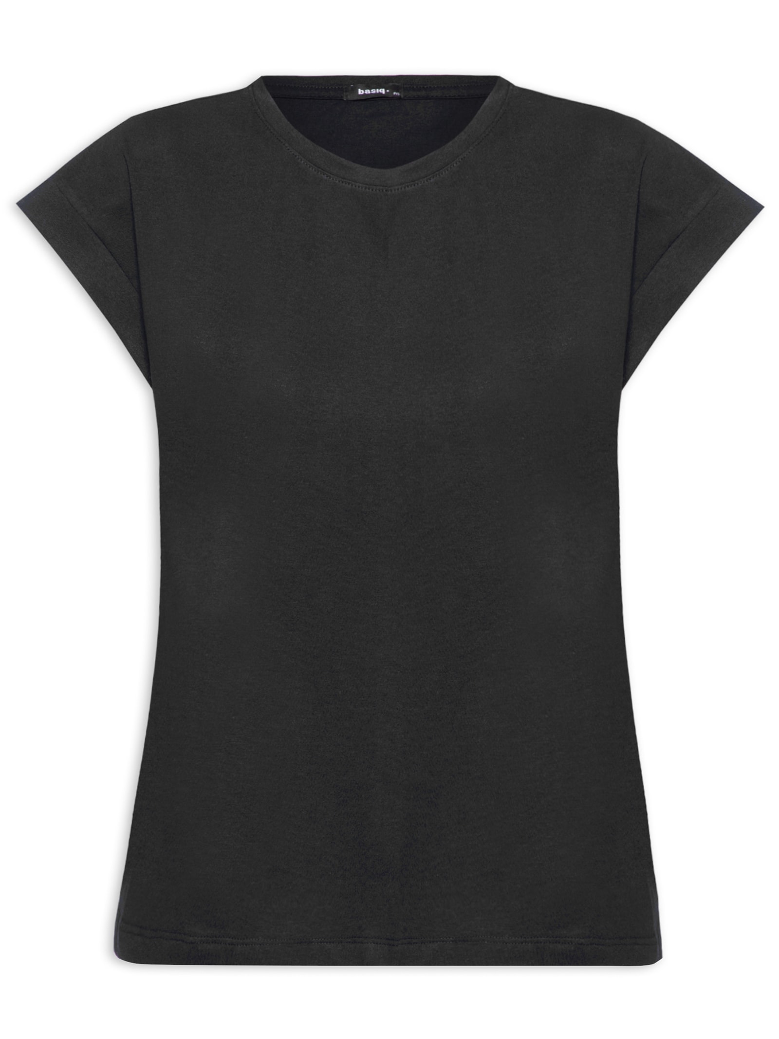 Camiseta Feminina Cava Alongada Básica Preto Basiq