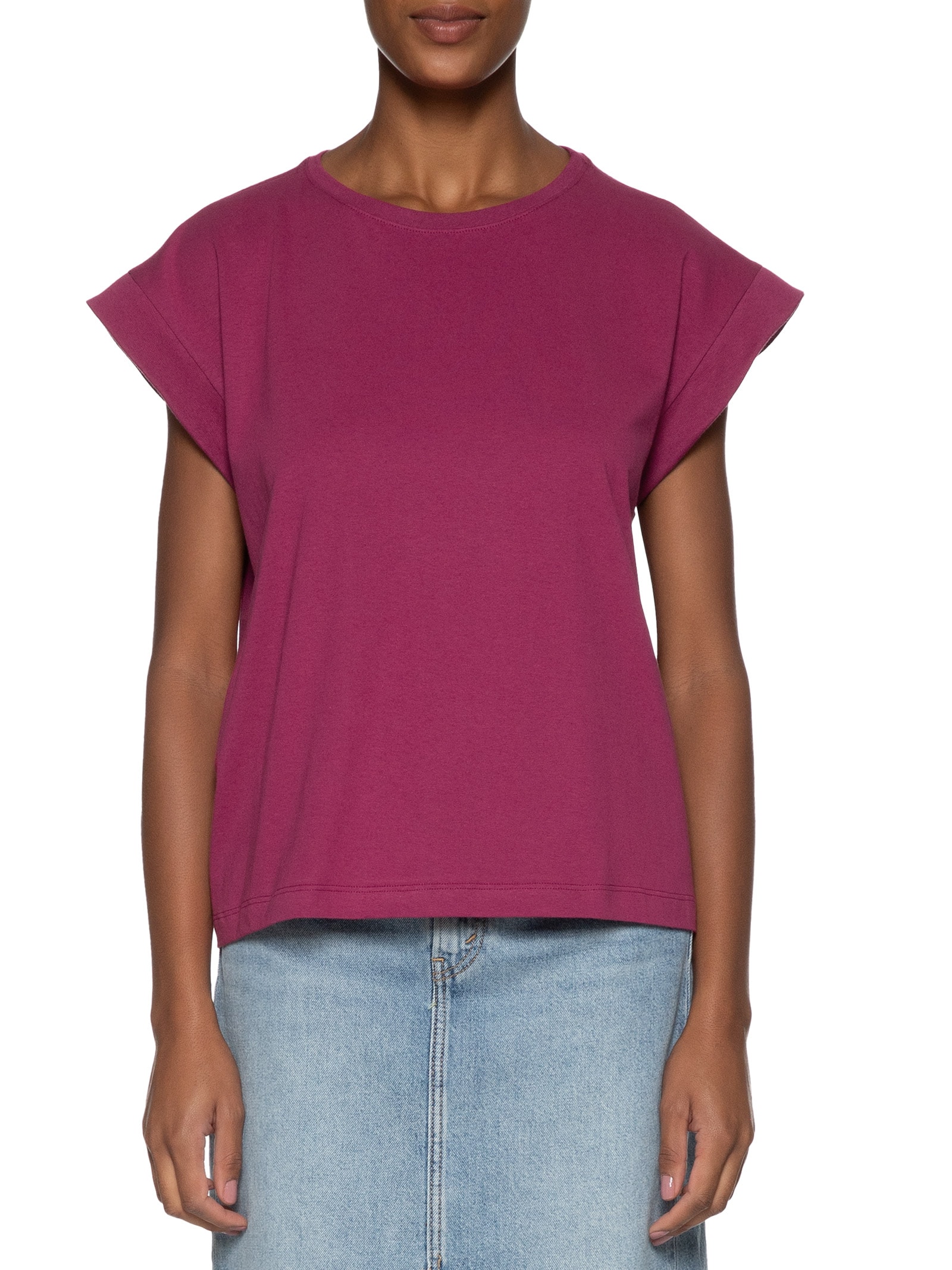 Camiseta Feminina Cava Alongada Básica Roxo Basiq