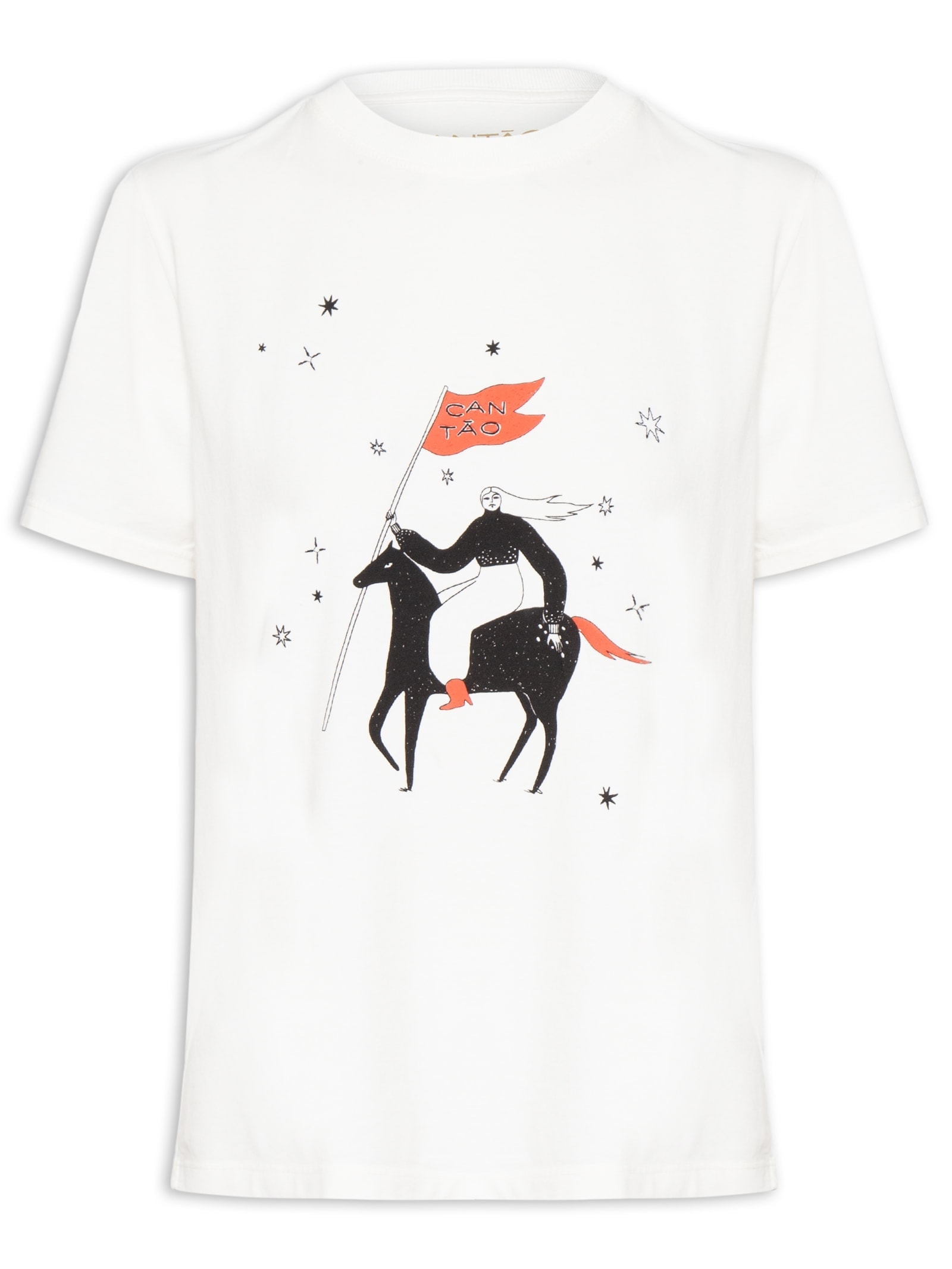 Camiseta Feminina Classic Bordada Galope Branco Cantão
