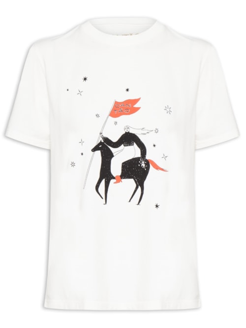 Camiseta Feminina Classic Bordada Galope - Branco