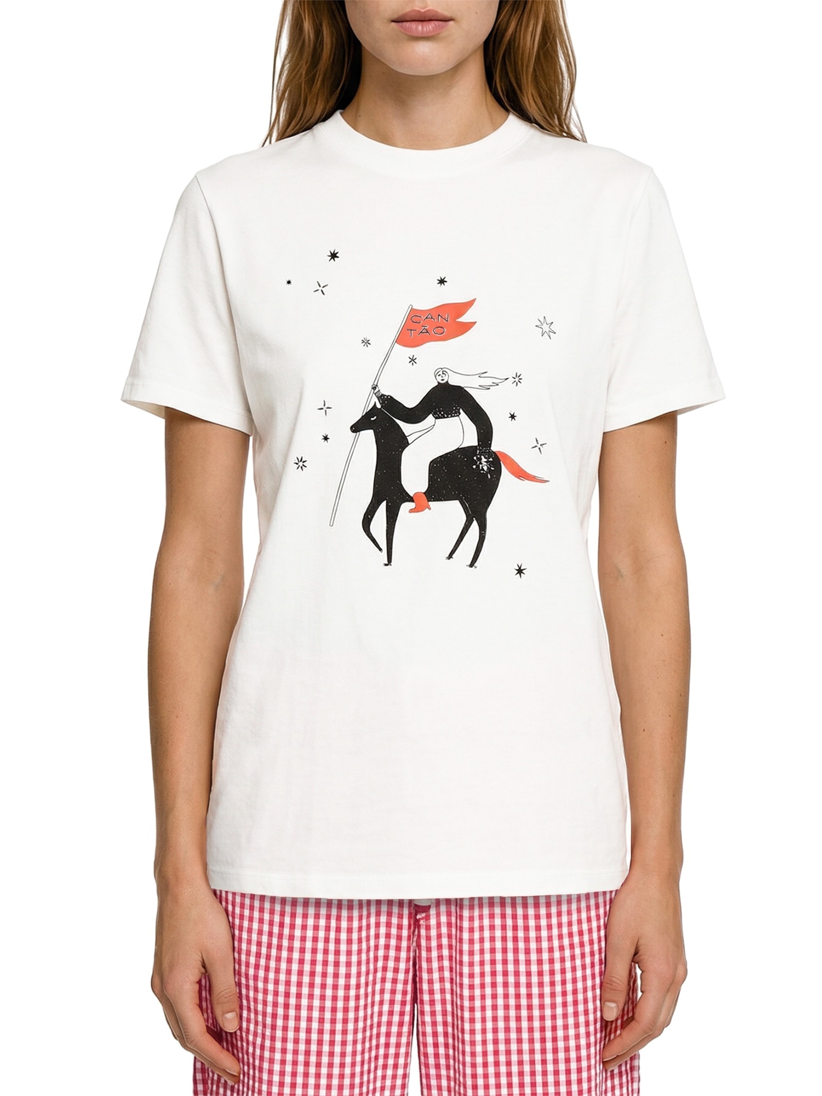 Camiseta Feminina Classic Bordada Galope Branco Cantão