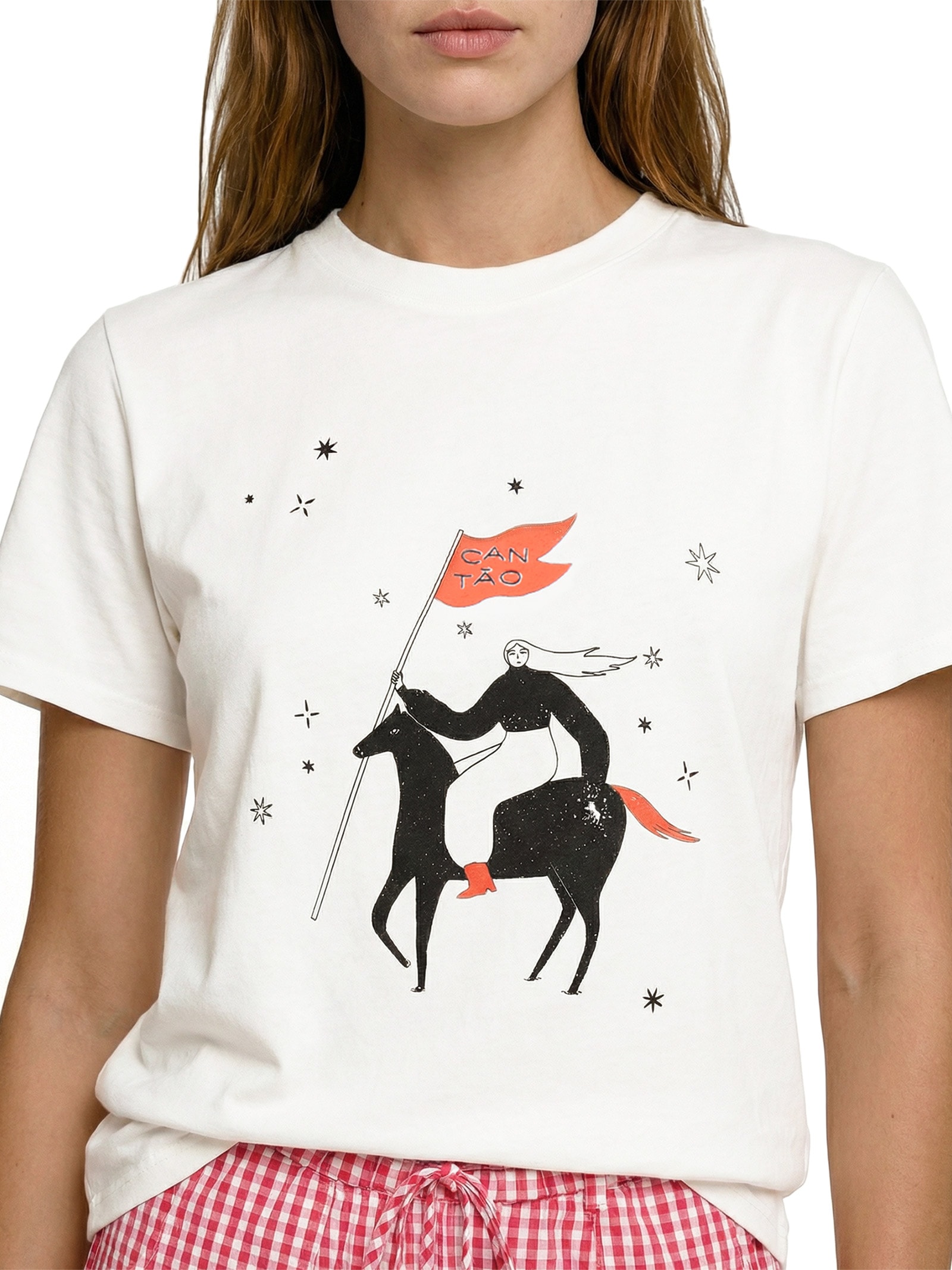 Camiseta Feminina Classic Bordada Galope Branco Cantão