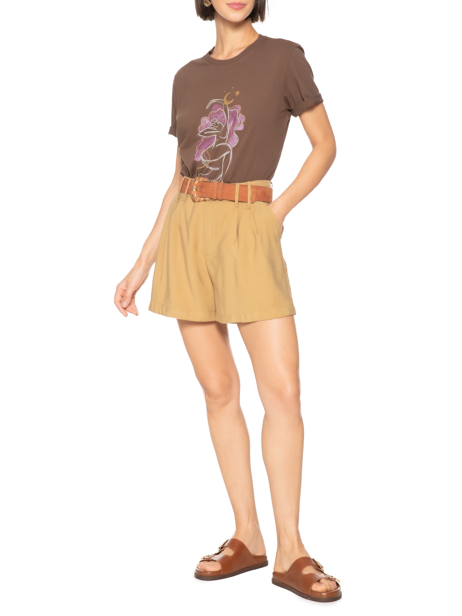 Camiseta Feminina Classic Desfruta La Vida Marrom Cantão