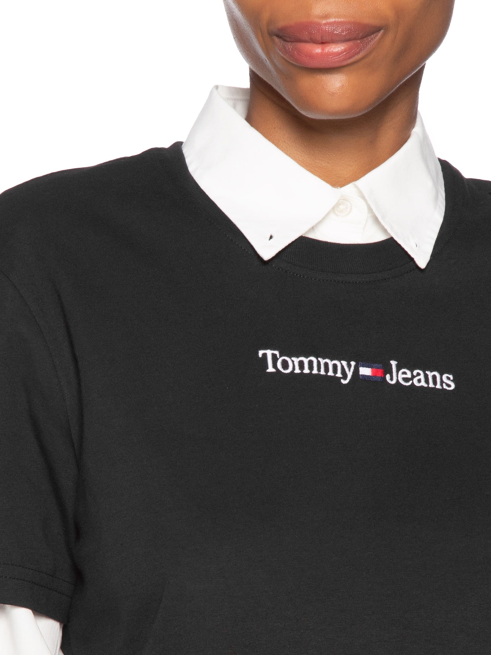 Camiseta Feminina Cls Linear Tee Im Preto Tommy Jeans