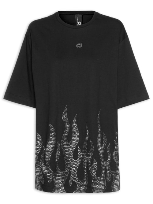 Camiseta Feminina Com Aplicação – Preto