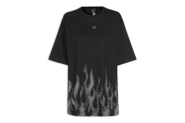 Camiseta Feminina Com Aplicação - Preto