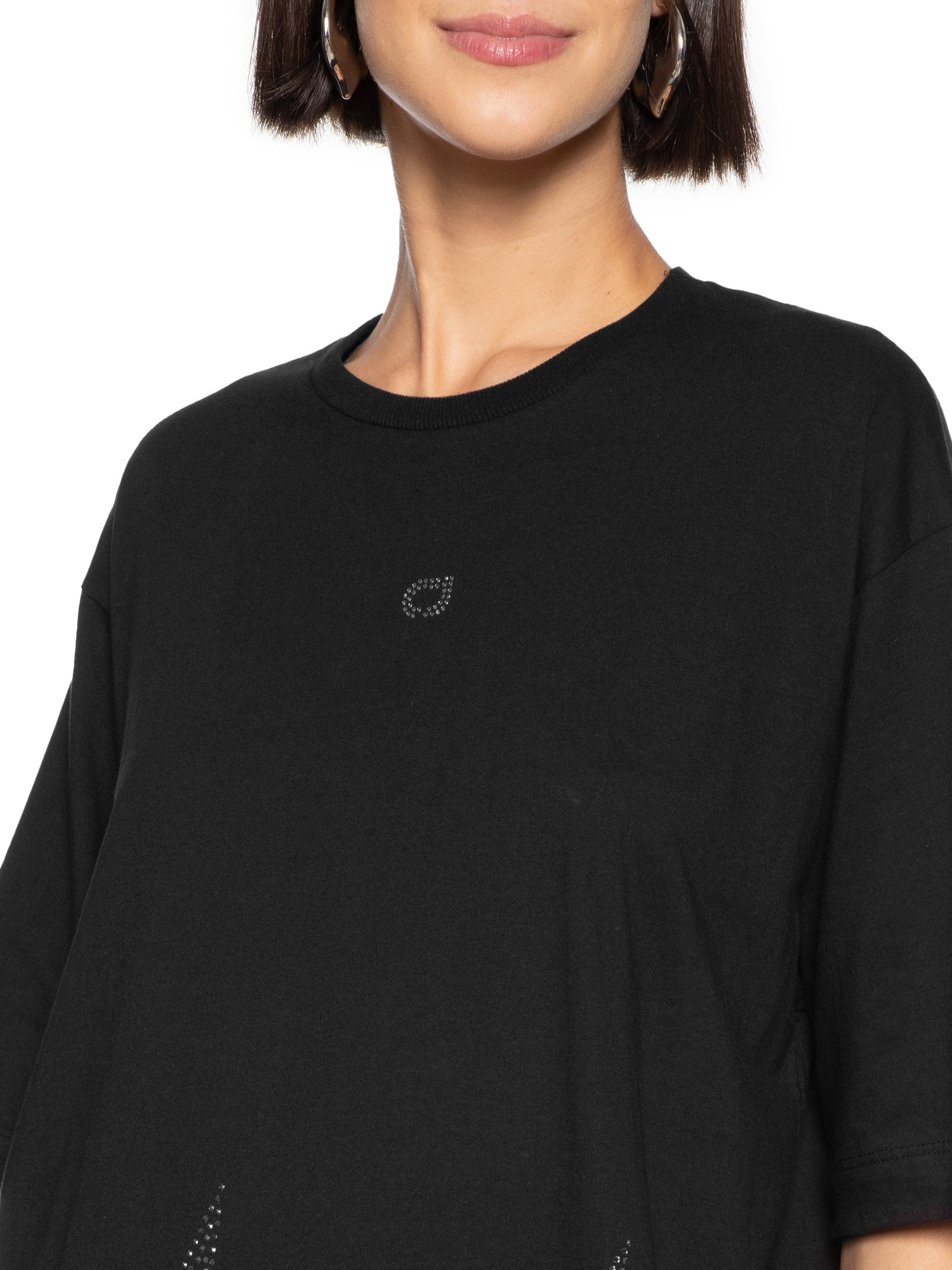 Camiseta Feminina Com Aplicação Preto Colcci Jeans