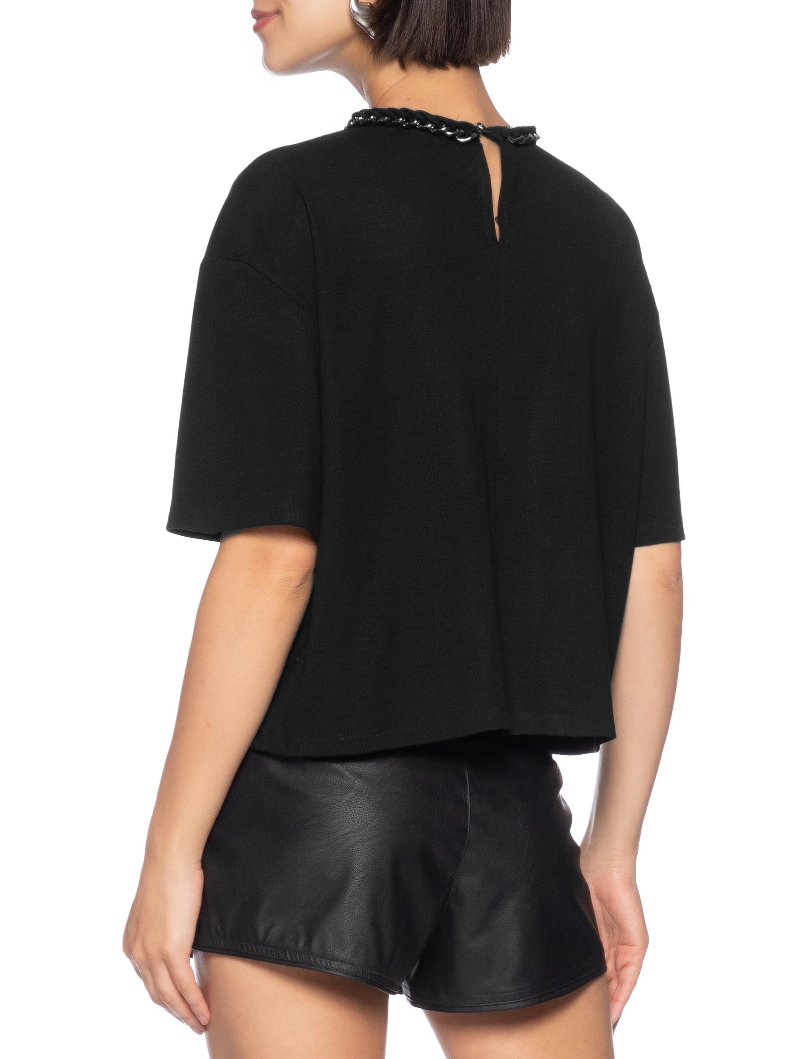 Camiseta Feminina Com Corrente Preto Colcci