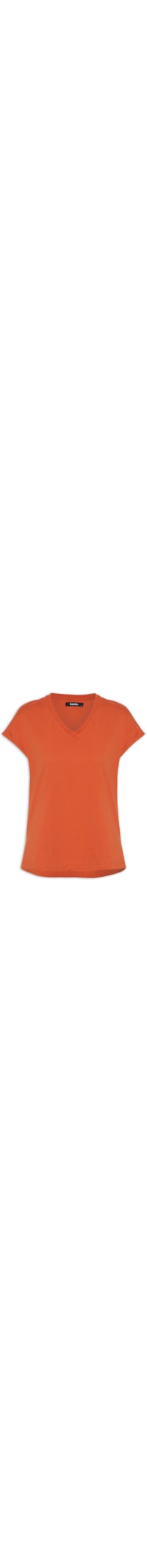 Camiseta Feminina Com Decote V - Laranja