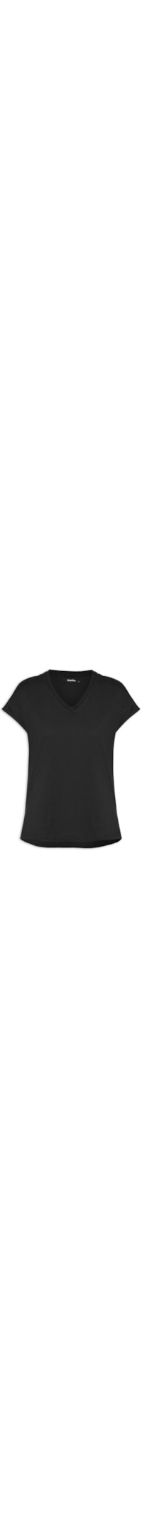 Camiseta Feminina Com Decote V - Preto