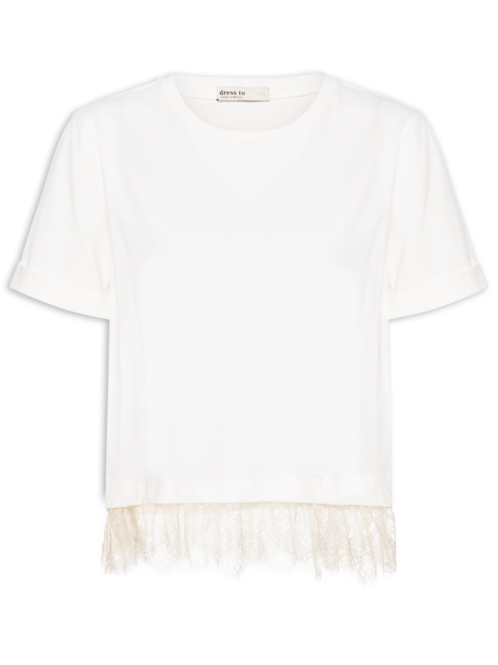 Camiseta Feminina com Renda – Off White Dress To