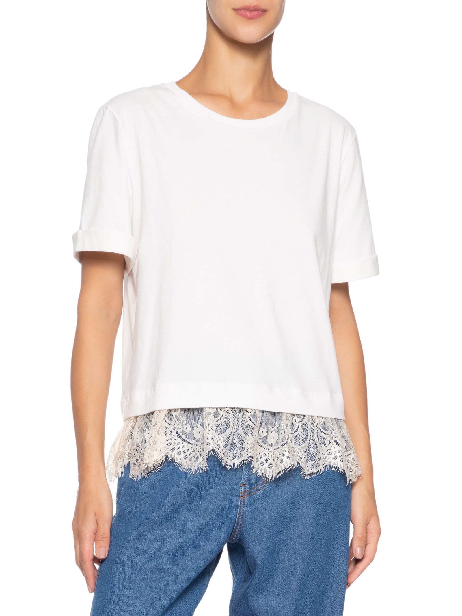 Camiseta Feminina com Renda – Off White Dress To