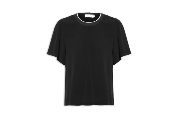 Camiseta Feminina Com Retilínea - Preta