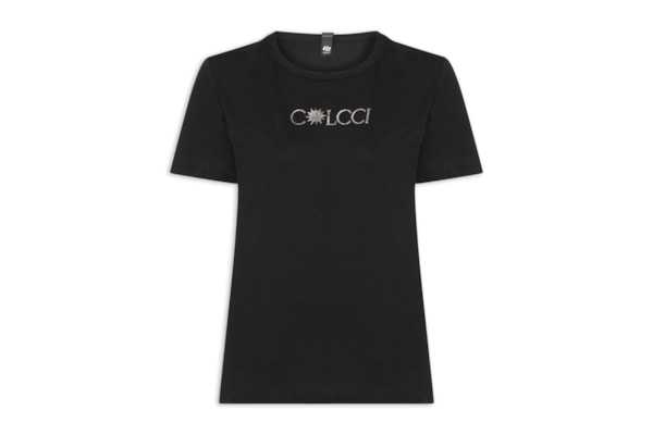 Camiseta Feminina Comfort Básica Com Estampa - Preto