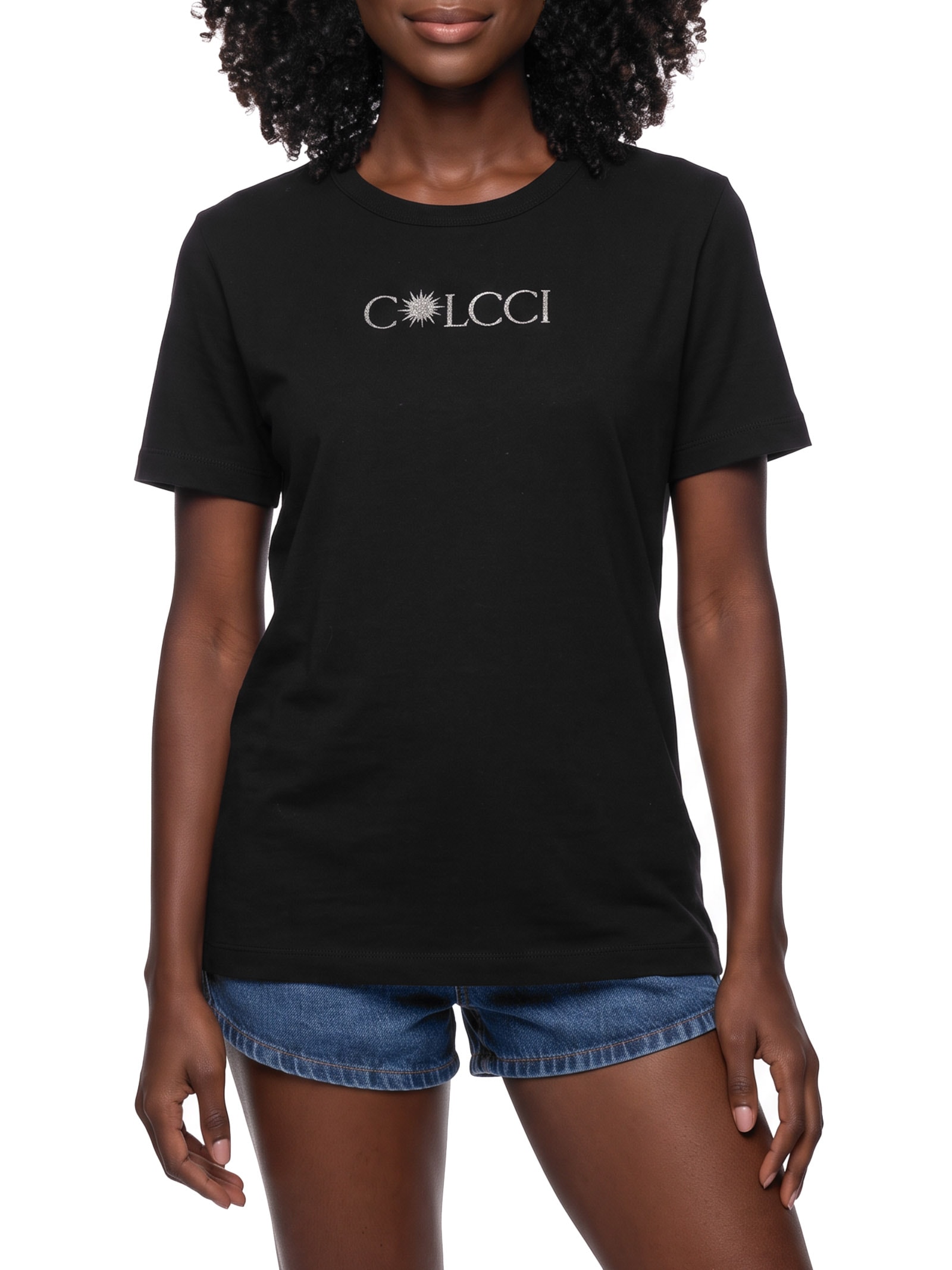 Camiseta Feminina Comfort Básica Com Estampa Preto Colcci
