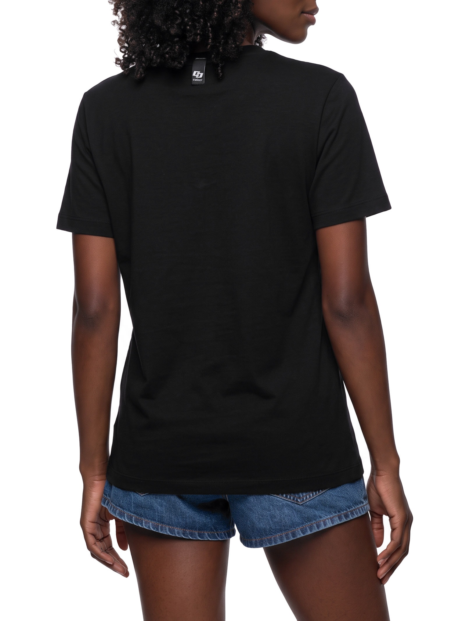 Camiseta Feminina Comfort Básica Com Estampa Preto Colcci