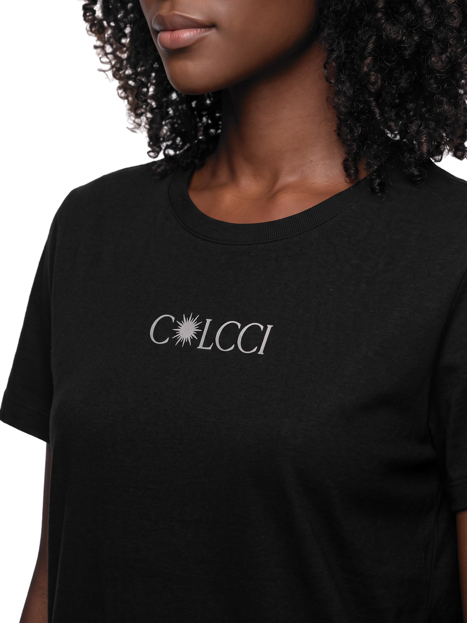 Camiseta Feminina Comfort Básica Com Estampa Preto Colcci