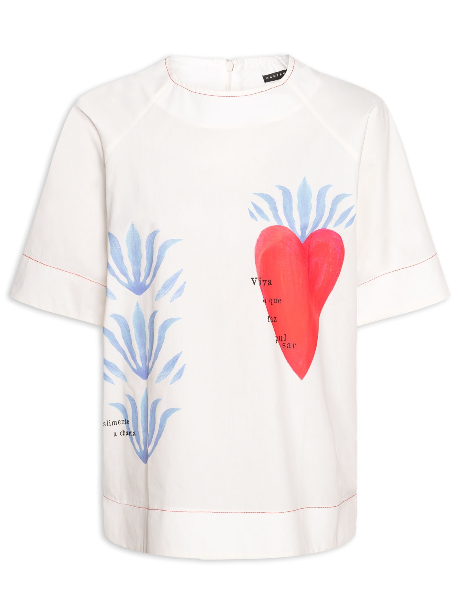 Camiseta Feminina Coração De Fogo Branco Cantão