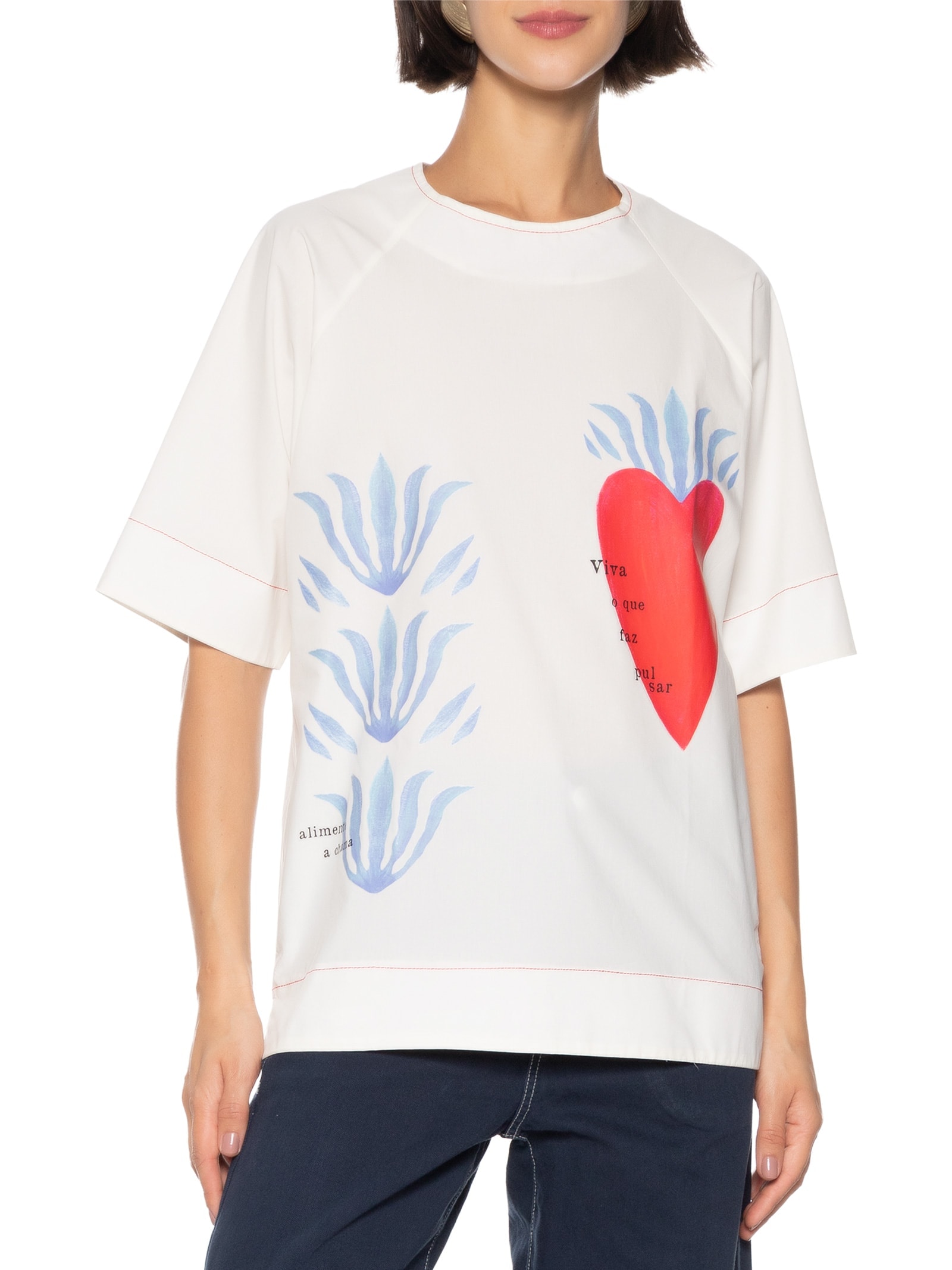 Camiseta Feminina Coração De Fogo Branco Cantão