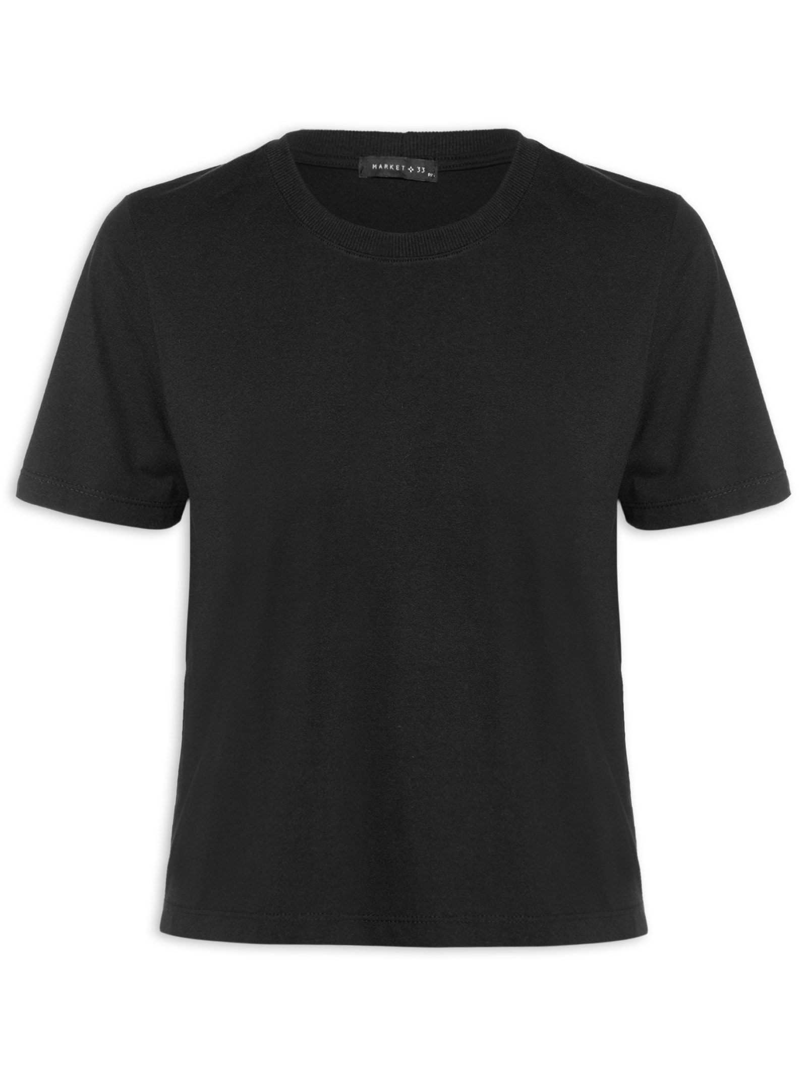 Camiseta Feminina Costas Bordadas Preto Market 33