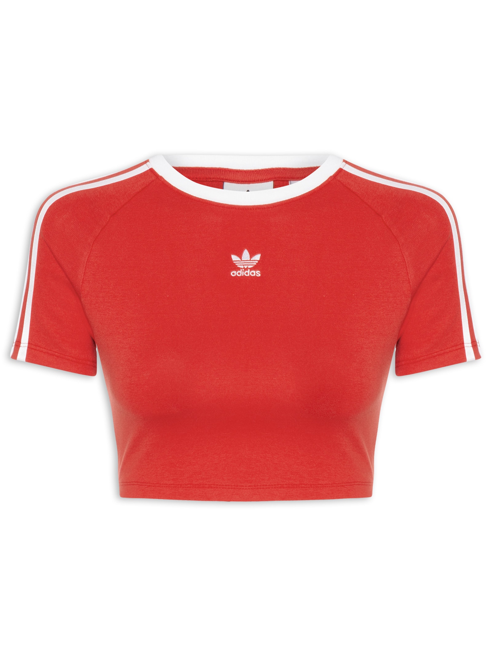 Camiseta Feminina Cropped 3 Stripes Baby Vermelho Adidas Originals